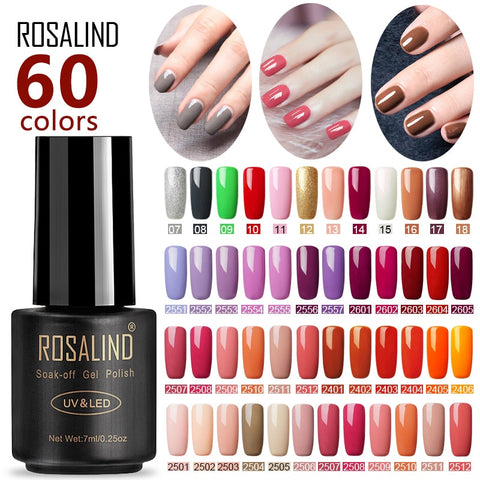 ROSALIND Nail Polish For Gel Nails Extension Polish Soak off UV Semi Permanent LED  Manicure Hybrid Nail Polish Gel Varnishes