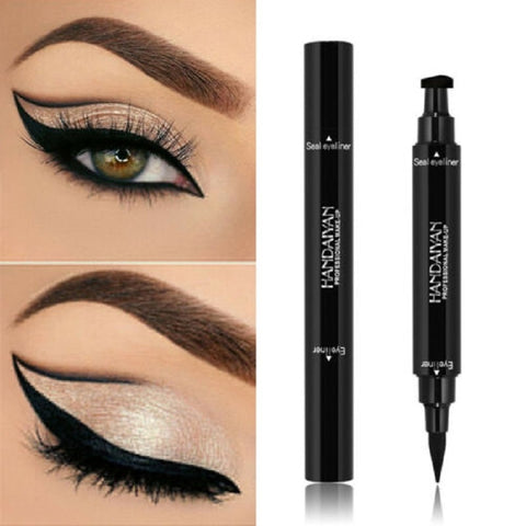 Black Dual-ended Eyeliner Pencil with Stamp Waterproof Liquid Wing Eye Liner Cosmetics Easy Makeup