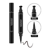 Black Dual-ended Eyeliner Pencil with Stamp Waterproof Liquid Wing Eye Liner Cosmetics Easy Makeup