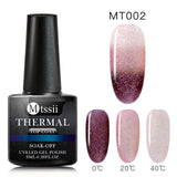 Mtssii Thermal Ultra-thin Glitter 22 Colors Soak Off UV Gel Color-chaging Temperature Color Change Gel Nail Art Gel Manicure