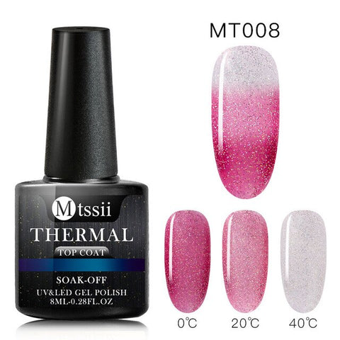 Mtssii Thermal Ultra-thin Glitter 22 Colors Soak Off UV Gel Color-chaging Temperature Color Change Gel Nail Art Gel Manicure