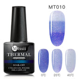 Mtssii Thermal Ultra-thin Glitter 22 Colors Soak Off UV Gel Color-chaging Temperature Color Change Gel Nail Art Gel Manicure