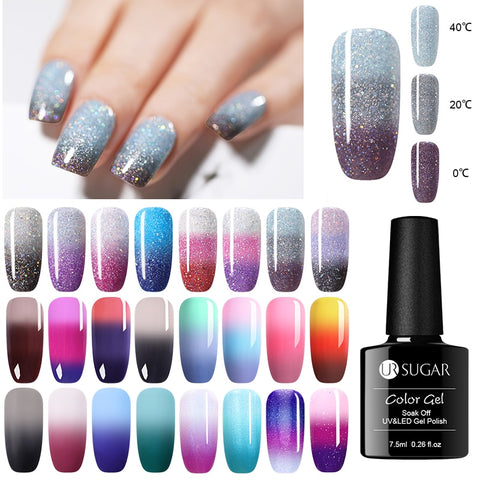 UR SUGAR 7.5ml Thermal UV Gel Nail Polish 3 Colors  Glitter Gel Polish Soak Off UV LED Gel Varnish Semi Permanent