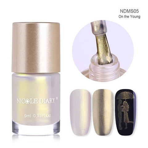 NICOLE DIARY  Metallic Chameleon Nail Polish Shell Stamping Polish Latex Liquid Tape Nail Art varnish Varnish