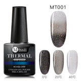 Mtssii 7ml Thermal Glitter Soak Off UV Gel Polish Holographic Temperature Color-changing Varnish Gel Nail Art Lacquer Decor