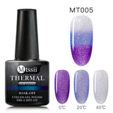 Mtssii 7ml Thermal Glitter Soak Off UV Gel Polish Holographic Temperature Color-changing Varnish Gel Nail Art Lacquer Decor