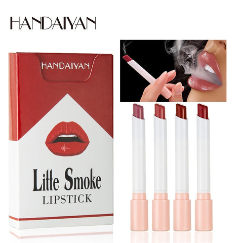 New Cigarette Lipstick Sets 4 Colors Velvet Matte Long-lasting Waterproof Lip stick Sexy Red Shimmer Women Lips Makeup TSLM2