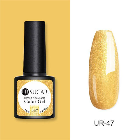 UR SUGAR 7.5ml Gel Nail Polish Solid Color  Glitter Semi Permanent Soak Off UV LED Nail Art Gel varnish 62 Colors