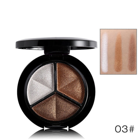 3 Colors Shimmer Glitter Eye Shadow Palette Makeup Copper Bronzer Sliver Grey Metallic Smoky Cut Crease Eyeshadow Nude Cosmetics