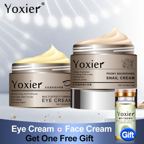 Yoxier Snail Eye Cream Face Cream Anti-aging Remove Eye Bag Lifting Firming Fine Lines  Facial Skin Care  Buy 2 Get 1 Free Gift