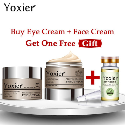 Yoxier Snail Eye Cream Face Cream Anti-aging Remove Eye Bag Lifting Firming Fine Lines  Facial Skin Care  Buy 2 Get 1 Free Gift