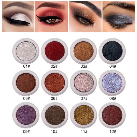 HANDAIYAN 12 Colors Glitter Eyeshadow Palette Pigment Metallic Shimmer Eye Shadow Palette Makeup Powder Maquillage Facial TSLM2