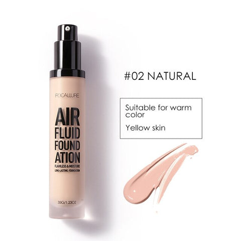 FOCALLURE New AIR FLUID FOUNDATION Professional Cosmetic Moisturizing Foundation Base Long Lasting Waterproof Women Makeup