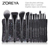 ZOREYA Make Up Brush Set 2/8/12pcs Delicate Makeup Brushes Powder Foundation Contour and Eye Brushes 2019 New Model