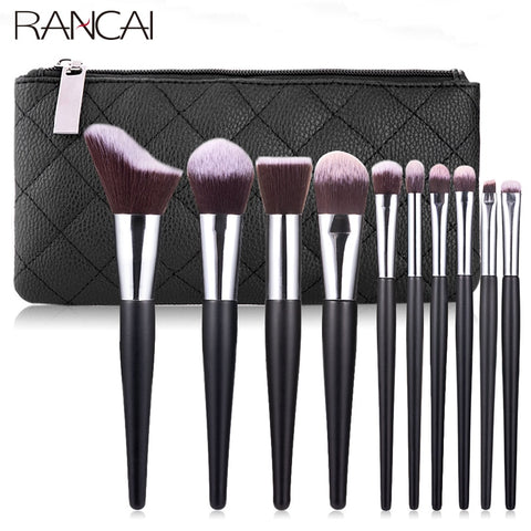 RANCAI 10pcs Hight Quality  Makeup Brushes Set Foundation Powder Blush Eyeshadow Sponge Brush Soft Hair Cosmetic Brushes Tools