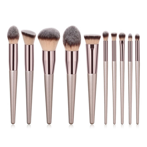 10pcs/set Champagne makeup brushes set for cosmetic foundation powder blush eyeshadow kabuki blending make up brush beauty tool