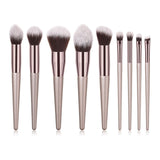 10pcs/set Champagne makeup brushes set for cosmetic foundation powder blush eyeshadow kabuki blending make up brush beauty tool