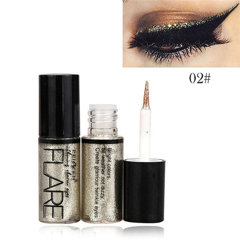 New Professional Shiny Eye Liners Cosmetics for Women Pigment Silver Rose Gold Color Liquid Glitter Eyeliner Cheap Makeup