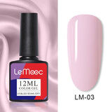 LEMOOC 12ml Nail Gel Polish  Colorful Semi Permanent Soak Off UV Gel Varnish for Nail Art Design varnish Base Top Coat Need