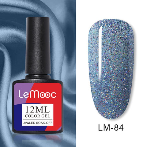 LEMOOC 12ml Nail Gel Polish  Colorful Semi Permanent Soak Off UV Gel Varnish for Nail Art Design varnish Base Top Coat Need