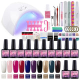 COSCELIA 10PCS Gel Nail Polish Set 36/24W Lamp Manicure Set Tools For Manicure Set For Gel Varnish Pusher Acrylic Nail Kit