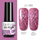 LILYCUTE 7ml  Glitter UV Gel Nail Polish Glitter Sequins Soak Off Gel Varnish Colorful Nail Gel Polish DIY Nail Art