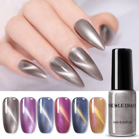 NICOLE DIARY Magnetic Nail Polish  Colorful Sequins Soak Off Nail Art Polish varnish Varnish Nail Designs DIY 6ml