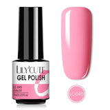 LILYCUTE 7ml Nail Gel Polish Pink Red Nail Color UV Gel Soak Off UV Led Gel Base Top Coat Semi Permanent UV Nail Art Gel Varnish