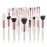 Jessup Makeup brushes set 6-25pcs Pearl White / Rose Gold Professional Make up brush Natural hair Foundation Powder Blushes