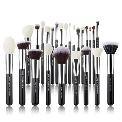 Jessup Makeup brushes set Black/Silver Professional with Natural Hair Foundation Powder Eyeshadow Make up Brush Blush 6pcs-25pcs