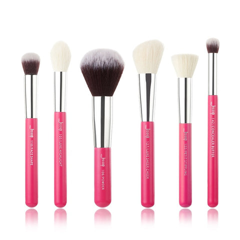 Jessup Rose-carmin/Silver Makeup brushes set Beauty Foundation Powder Eyeshadow Make up Brush 6pcs-25pcs Natural-synthetic hair