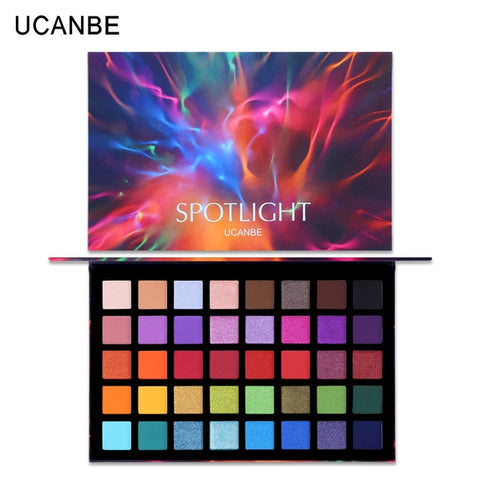 UCANBE Spotlight 40 Color Eye Shadow Palette Colorful Artist Shimmer Glitter Matte Pigmented Powder Pressed Eyeshadow Makeup Kit