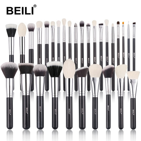 BEILI Black Makeup brushes set Professional Natural goat hair brushes Foundation Powder Contour Eyeshadow make up brushes