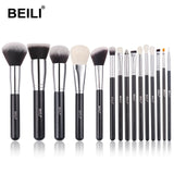 BEILI Black Makeup brushes set Professional Natural goat hair brushes Foundation Powder Contour Eyeshadow make up brushes