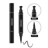 HANDAIYAN Black Dual-ended Eyeliner Pencil with Stamp Waterproof Liquid Eye Liner Cosmetics Easy Wear Stamp Pencil 2 In 1 Makeup