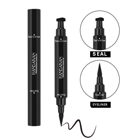 HANDAIYAN Black Dual-ended Eyeliner Pencil with Stamp Waterproof Liquid Eye Liner Cosmetics Easy Wear Stamp Pencil 2 In 1 Makeup