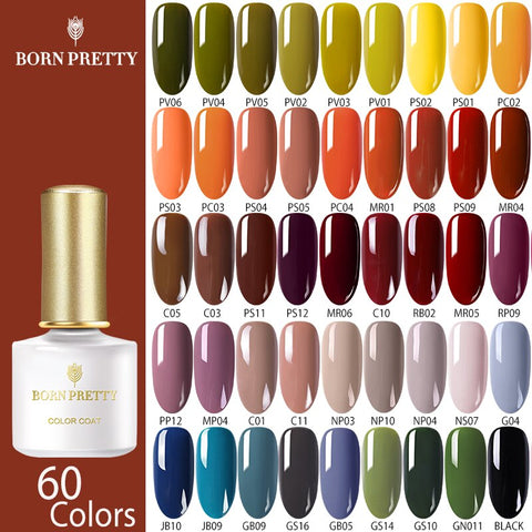 BORN PRETTY Autumn Series Gel Nail Polish 60 Colors 6ml Orange Yellow  Nail Color Soak Off UV Gel Varnish Nail Art Design