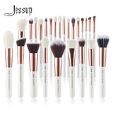 Jessup Makeup brushes set 6-25pcs Pearl White / Rose Gold Professional Make up brush Natural hair Foundation Powder Blushes