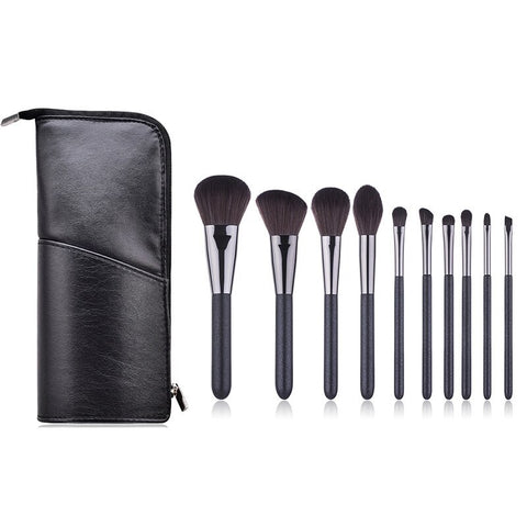 10Pcs Black Hight quality luxury professional Makeup Brush Set Eye Nasal shadow Blush powder Make up Brush tool kit with Bag