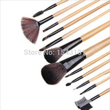 Professional Hight quality 12 PCS Cosmetic Facial Make up Brush Kit Wool Makeup Brushes Tools Set with Black Leather Case