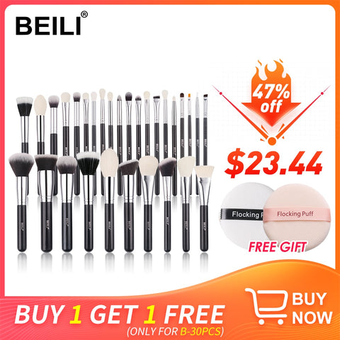 BEILI Black Makeup brushes set Professional Natural goat hair brushes Foundation Powder Contour Eyeshadow make up brushes