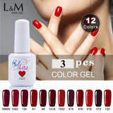 3 Pcs Gelartist Colorful Nail Gel Polish Hight quality Soak Off UV Red Series Color Beauty UV Nails Gels Lacquer