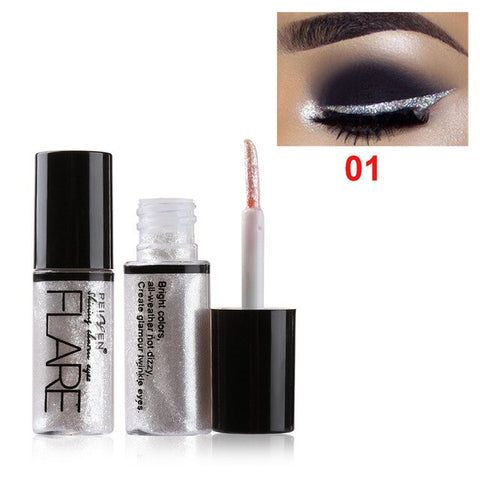 Professional New Shiny Eye Liners Cosmetics Women Pigment Silver Rose Gold Color Liquid Glitter Eyeliner Makeup Tools