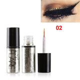 Professional New Shiny Eye Liners Cosmetics Women Pigment Silver Rose Gold Color Liquid Glitter Eyeliner Makeup Tools