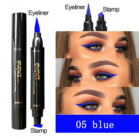 Evpct 1pcs 7 Colorful Liquid Eyeliner Stamp Pencils Double-Headed Thin Wing Seal Quick Dry Waterproof Makeup Eye Liner Cosmetics