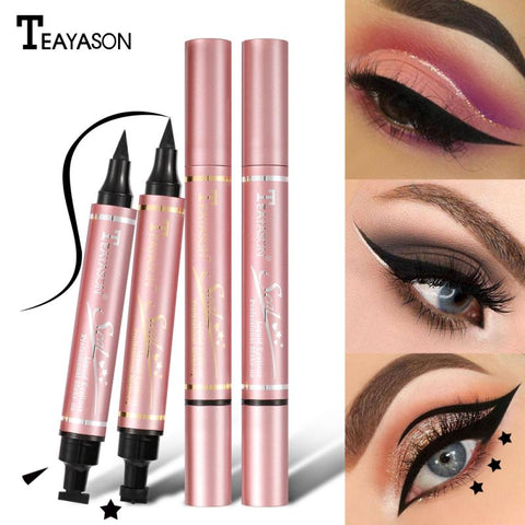 2 In1 Winged Eyeliner Stamp Long Lasting Waterproof Liquid Eyeliner Pen Double-Headed Stamps Quick Dry Eye Liner Cosmetic TSLM2